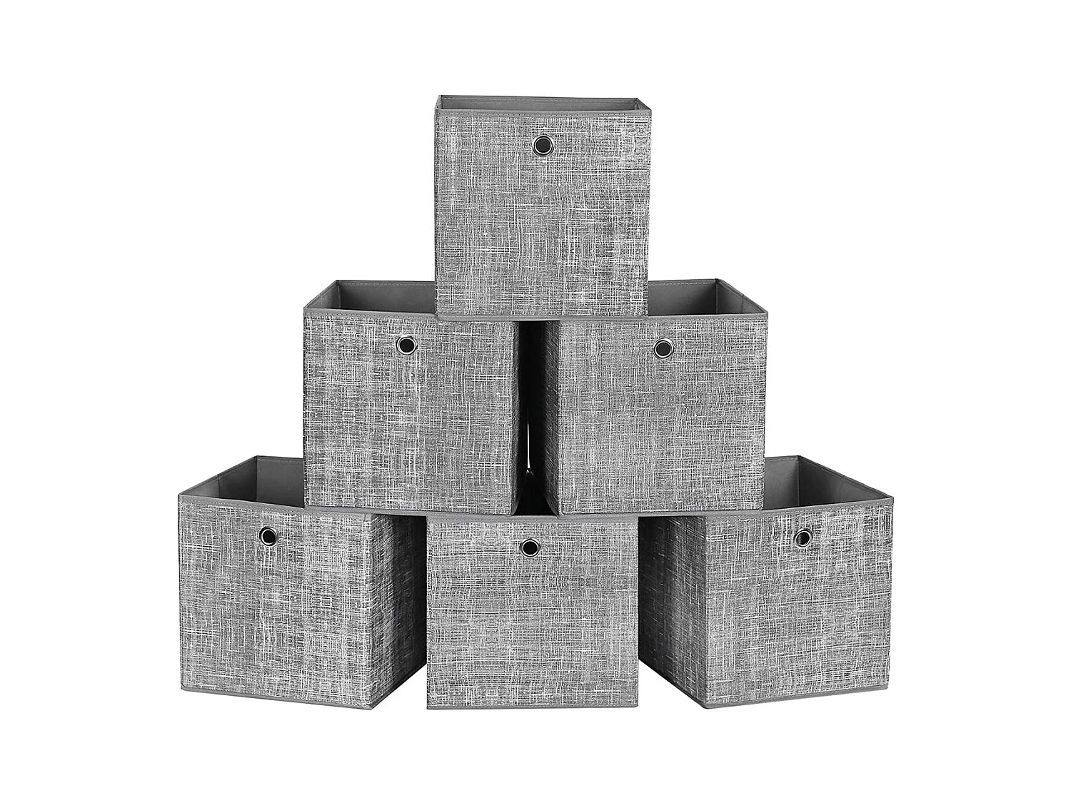 Set von 6 faltbaren grauen Stoff-Aufbewahrungswürfeln - 30x30x30 cm