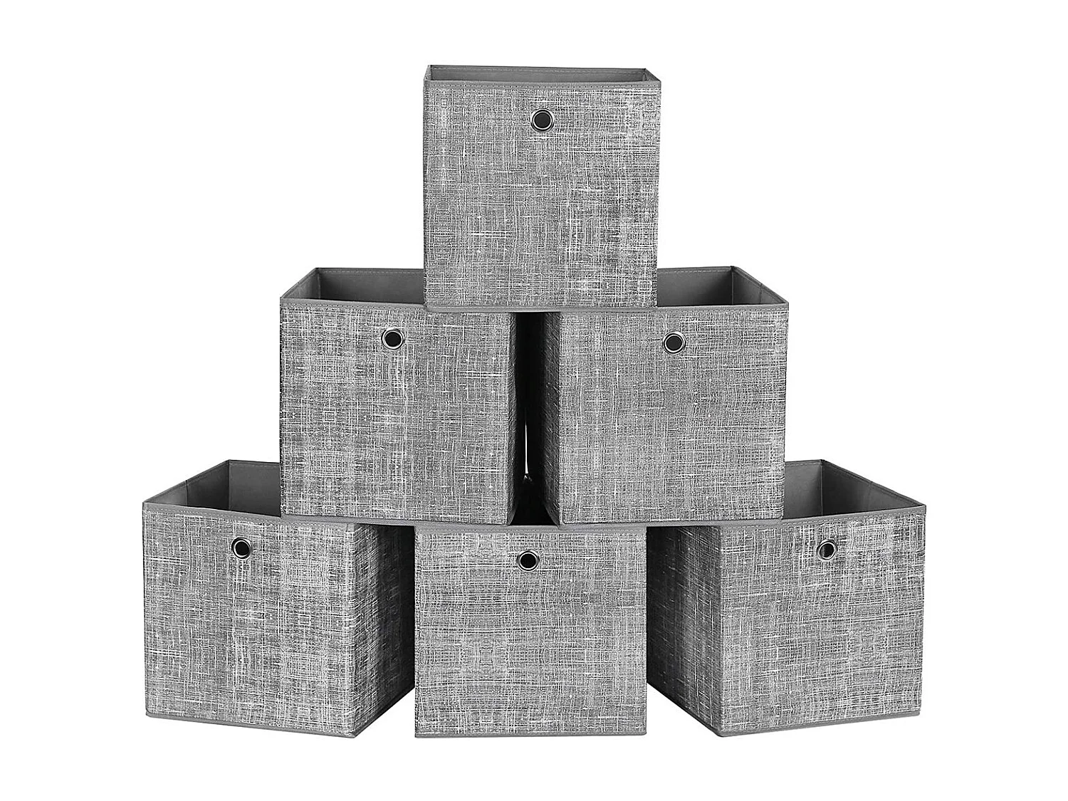 Lot de 6 cubes de rangement pliables gris en tissu non tissés - 30x30x30 cm