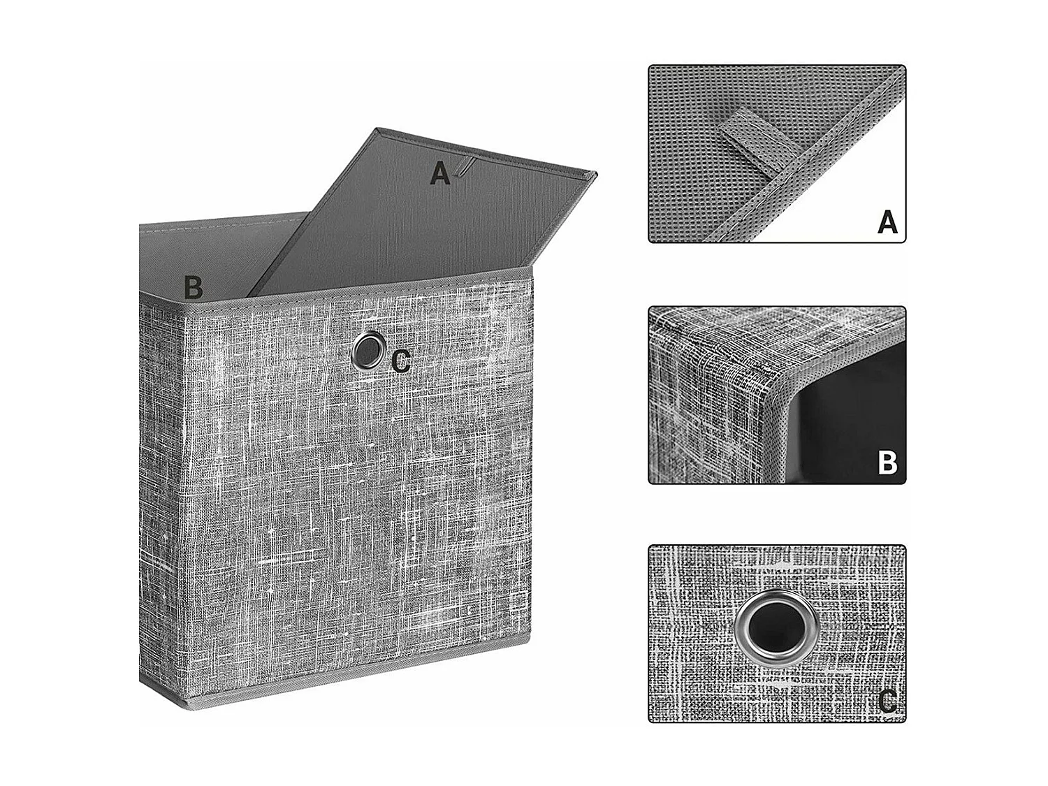 Lot de 6 cubes de rangement pliables gris en tissu non tissés - 30x30x30 cm