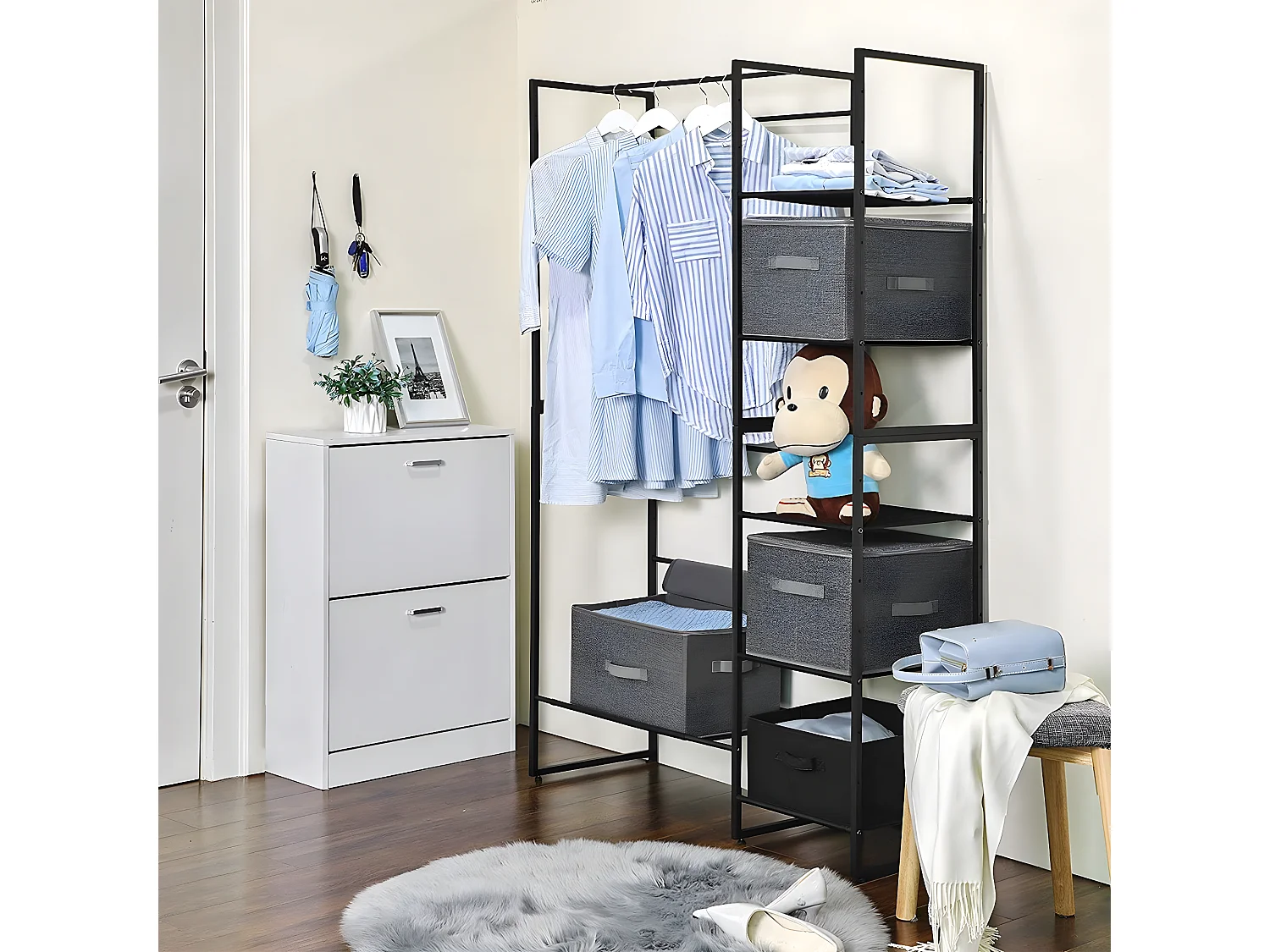 Scatole grigie pieghevoli con maniglie e coperchio