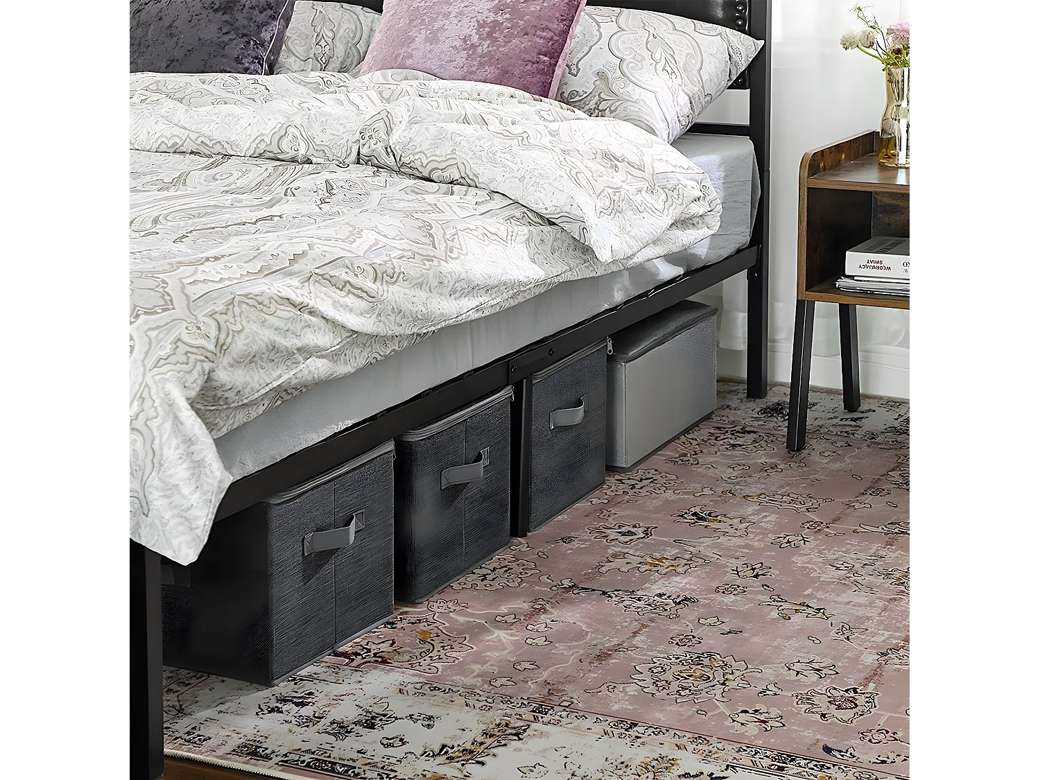 Scatole grigie pieghevoli con maniglie e coperchio