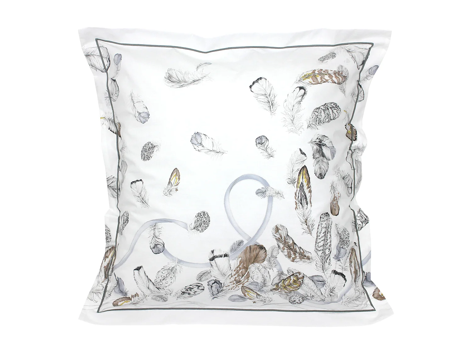 Parure de lit 3 pièces 200x200 cm taies 65x65 cm Percale pur coton PLUMES