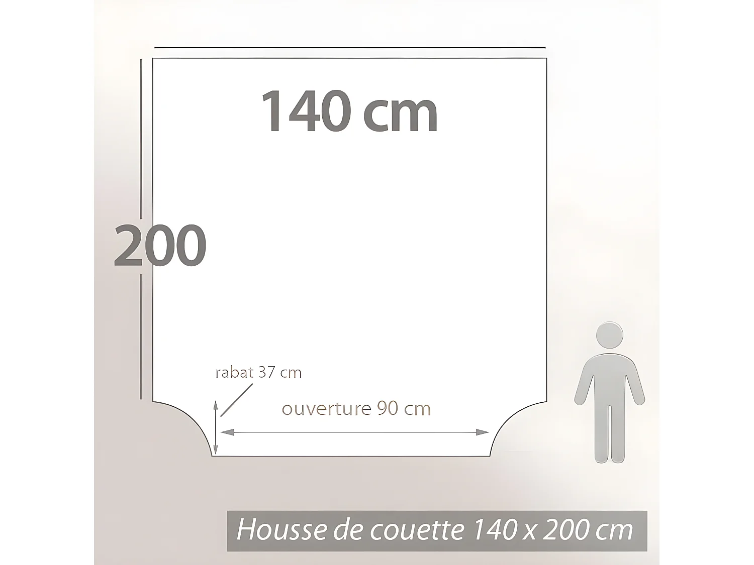 Parure de lit 140x200 cm coton FOREVER GRIS gris foncé