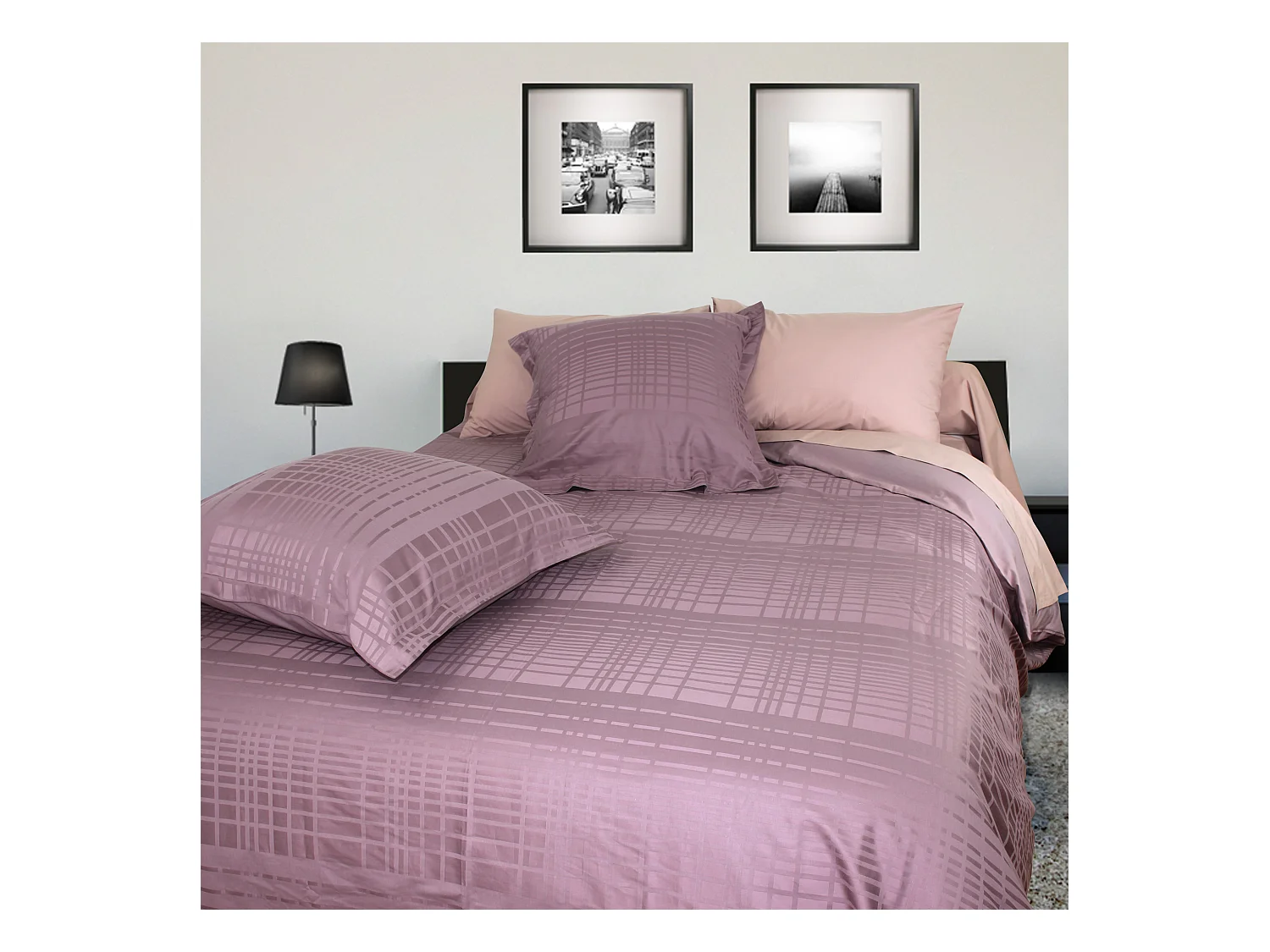 Parure de lit 240x220 cm Satin de coton PIGALLE Violet