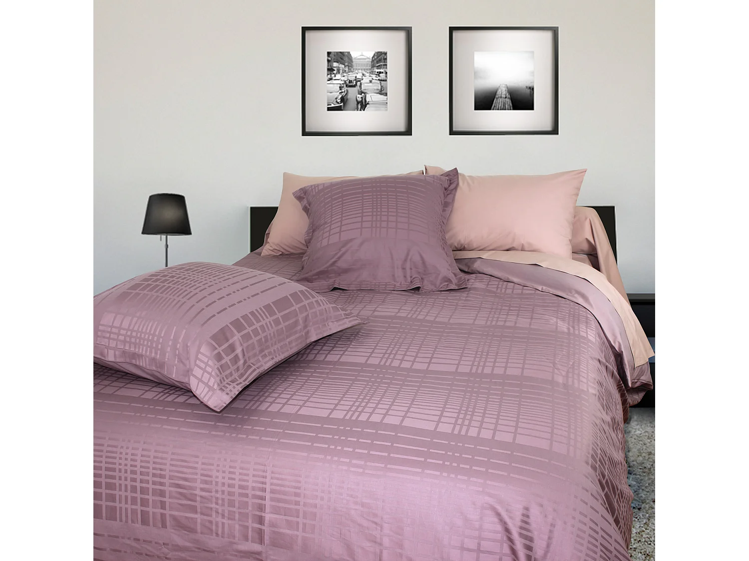 Parure de lit 240x220 cm Satin de coton PIGALLE Violet