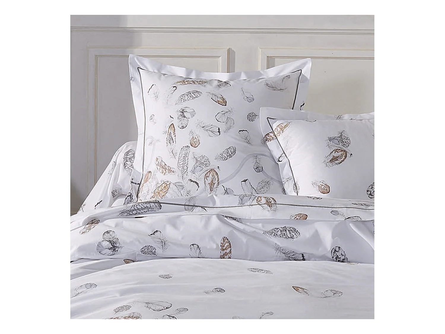 Parure de lit 3 pièces 300x240 cm taies 65x65 cm Percale pur coton PLUMES