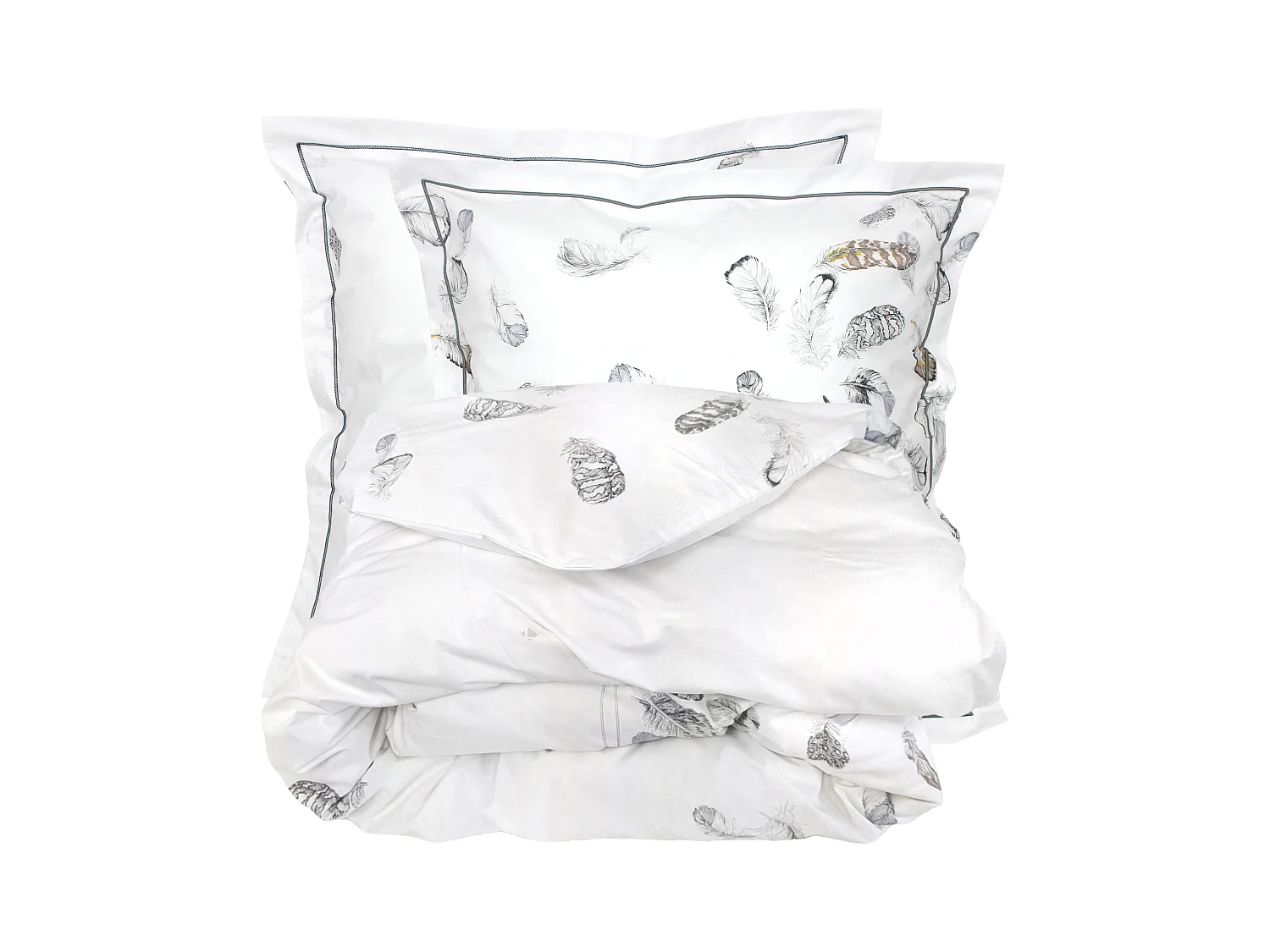 Parure de lit 2 pièces 140x200 cm taie 65x65 cm Percale pur coton PLUMES