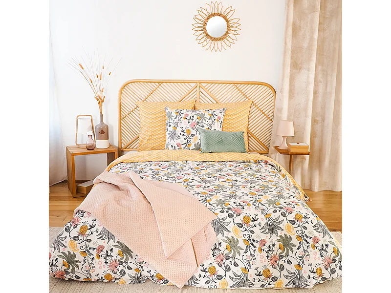 Parure de lit 240x220 cm Satin de coton WAYAN Vert 3 pièces