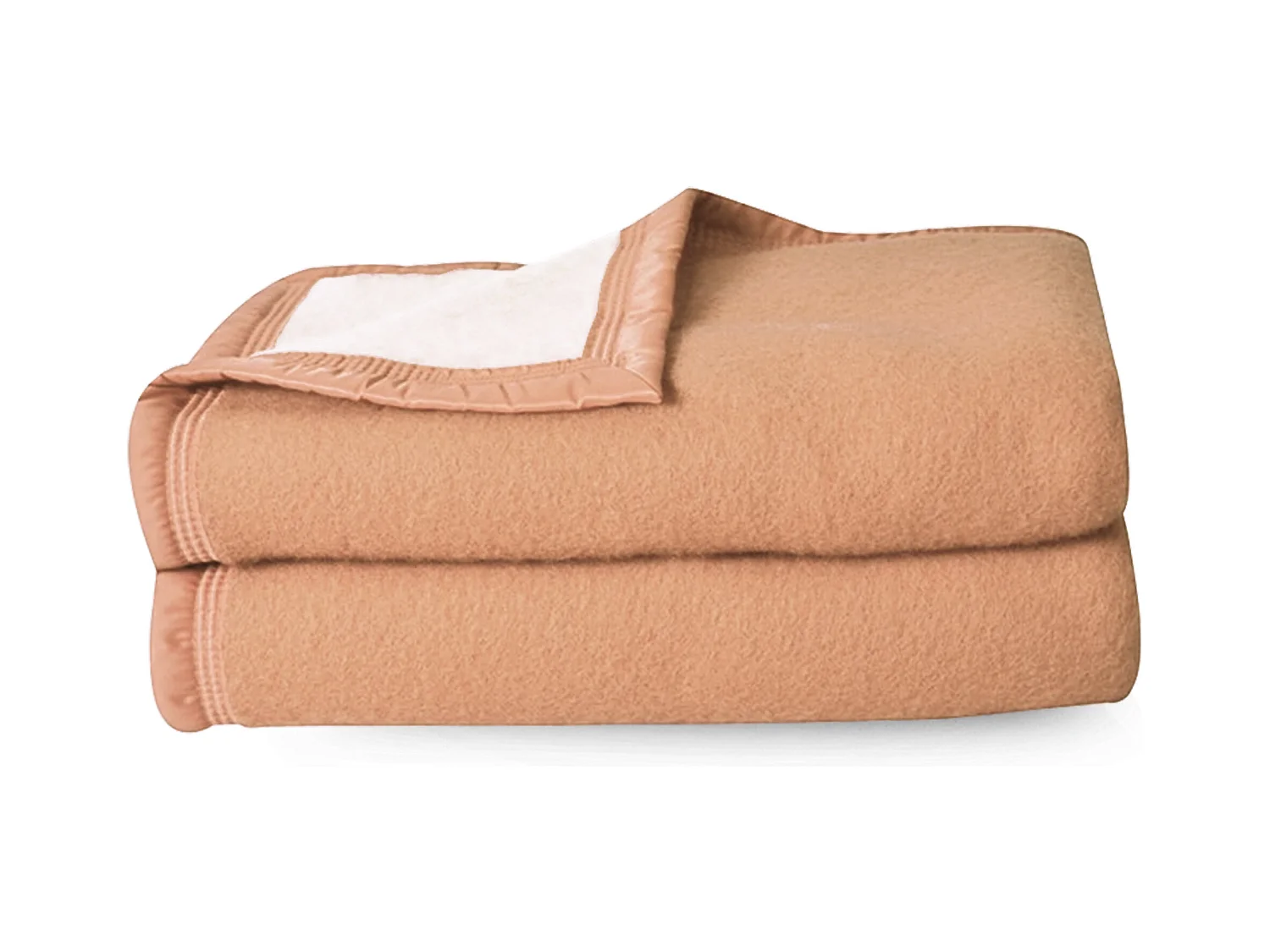 Couverture pure laine vierge Woolmark 500g/m² VOLTA 240x260 cm Marron Sable