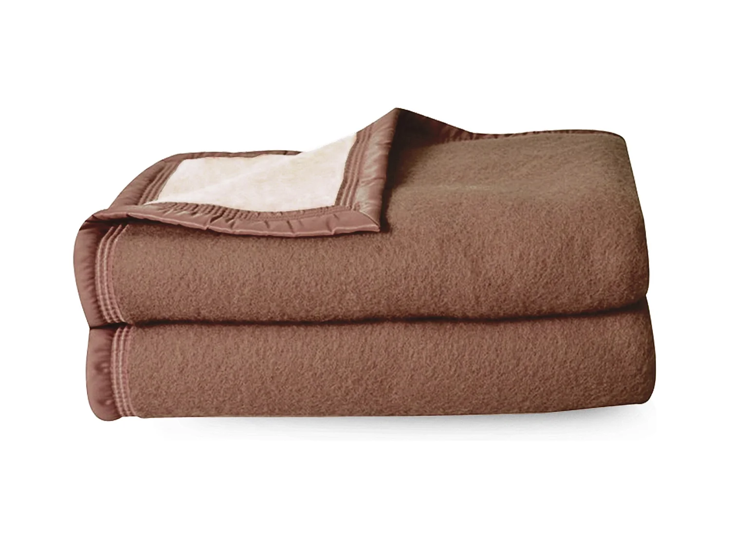 Couverture pure laine vierge Woolmark 500g/m² VOLTA 240x300 cm Marron Chamois