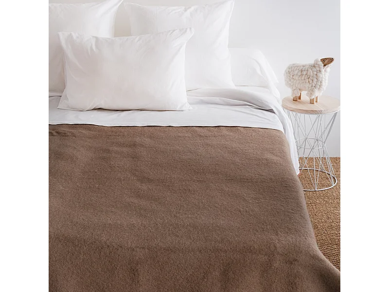 Couverture pure laine vierge Woolmark 500g/m² VOLTA 240x300 cm Marron Chamois