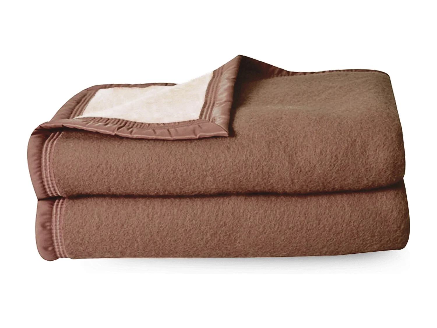 Couverture pure laine vierge Woolmark 500g/m² VOLTA 180x240 cm Marron Chamois