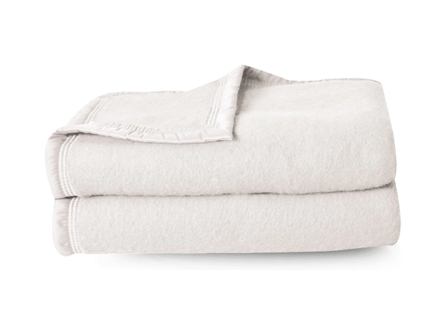 Couverture pure laine vierge Woolmark 500g/m² VOLTA 180x240 cm Blanc Naturel