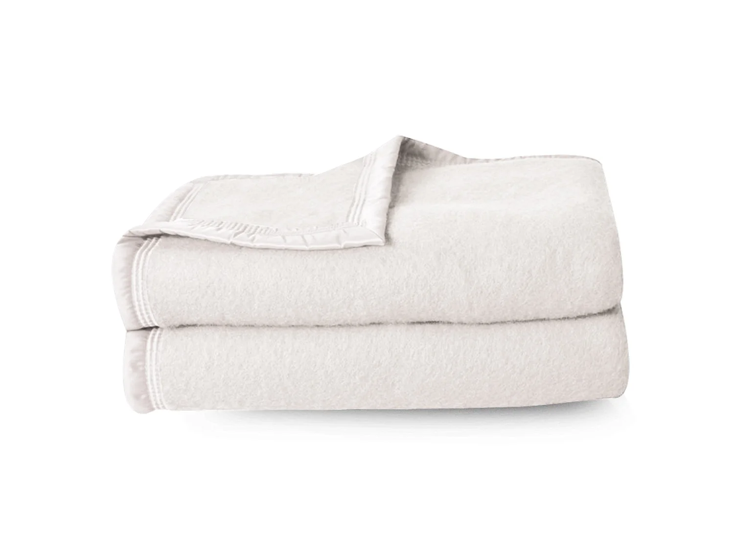 Couverture pure laine vierge Woolmark 500g/m² VOLTA 240x300 cm Blanc Naturel