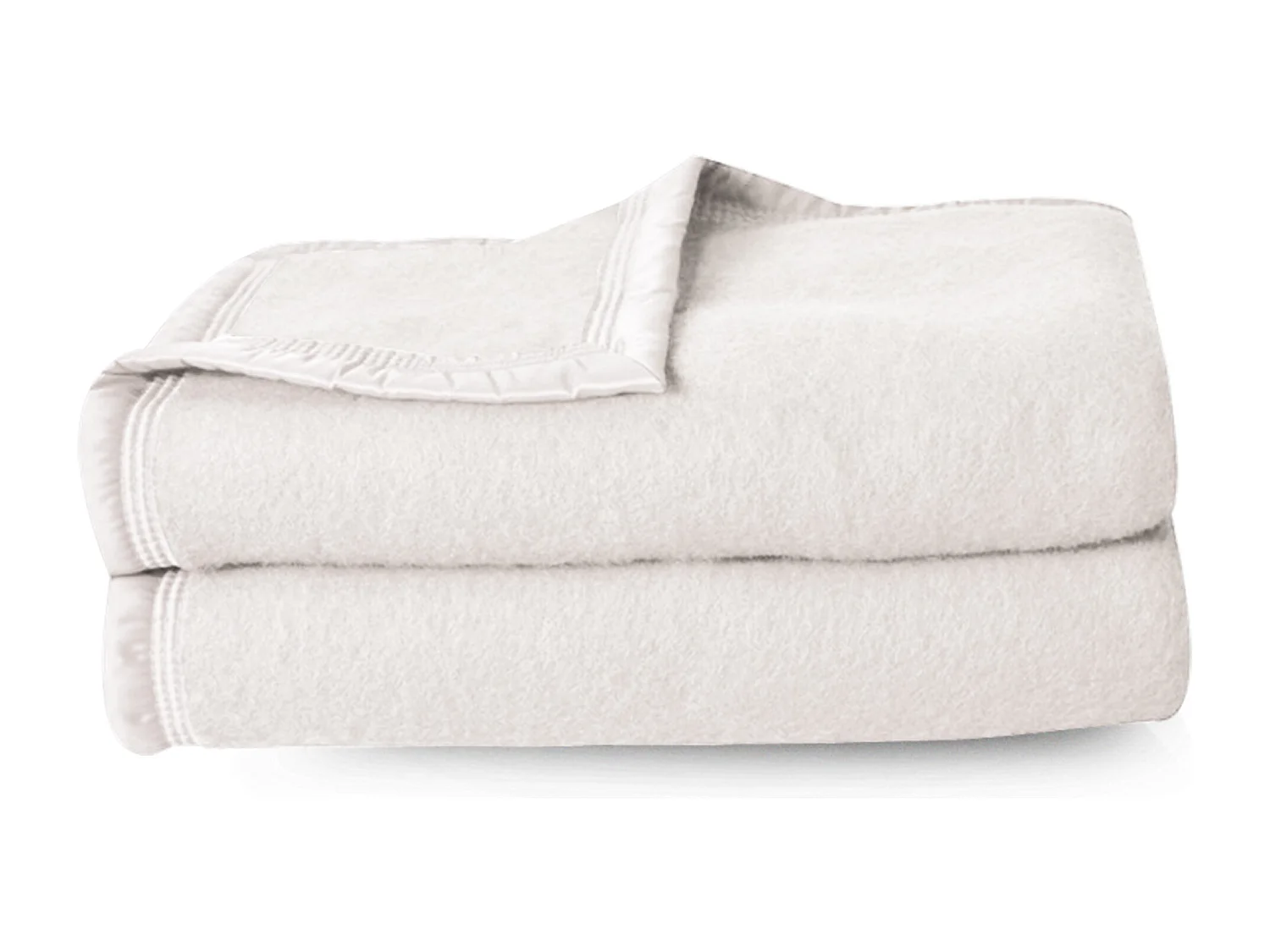 Couverture pure laine vierge Woolmark 500g/m² VOLTA 220x240 cm Blanc Naturel