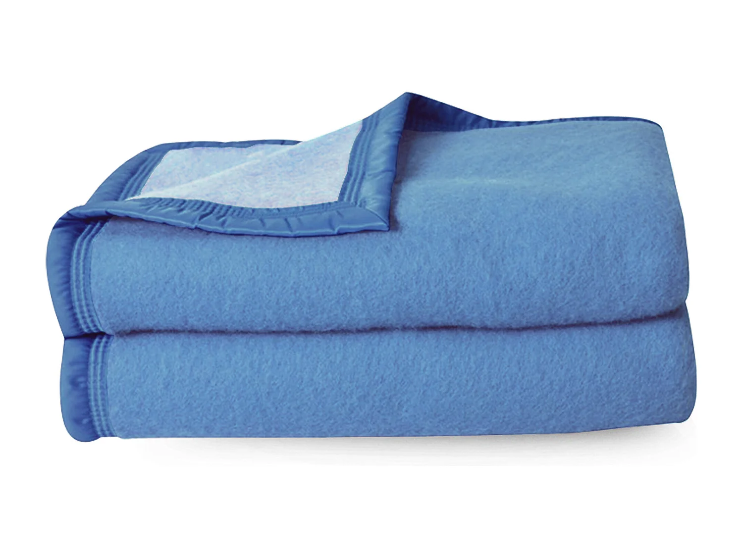 Couverture pure laine vierge Woolmark 500g/m² VOLTA 180x240 cm Bleu Azur