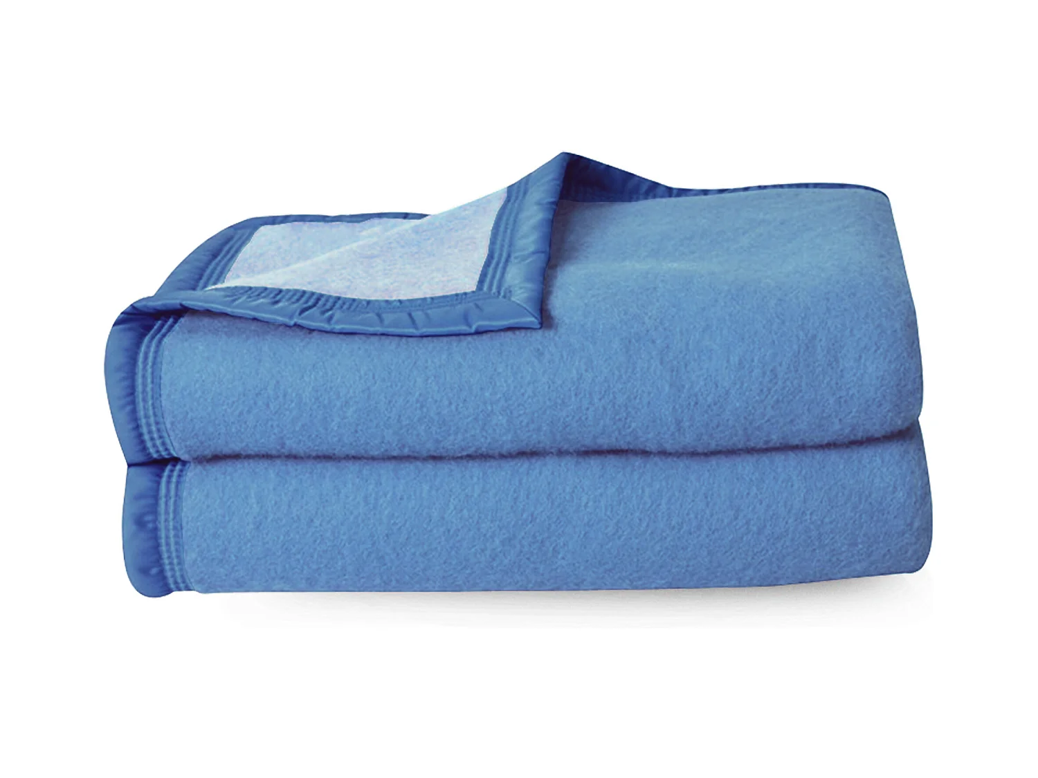 Couverture pure laine vierge Woolmark 500g/m² VOLTA 240x260 cm Bleu Azur