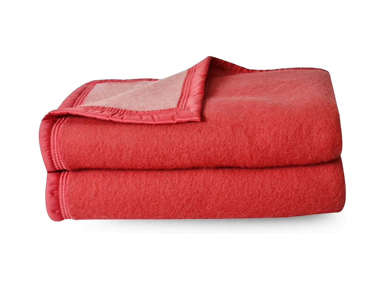 Couverture pure laine vierge Woolmark 500g/m² VOLTA 220x240 cm Rouge Bois de rose