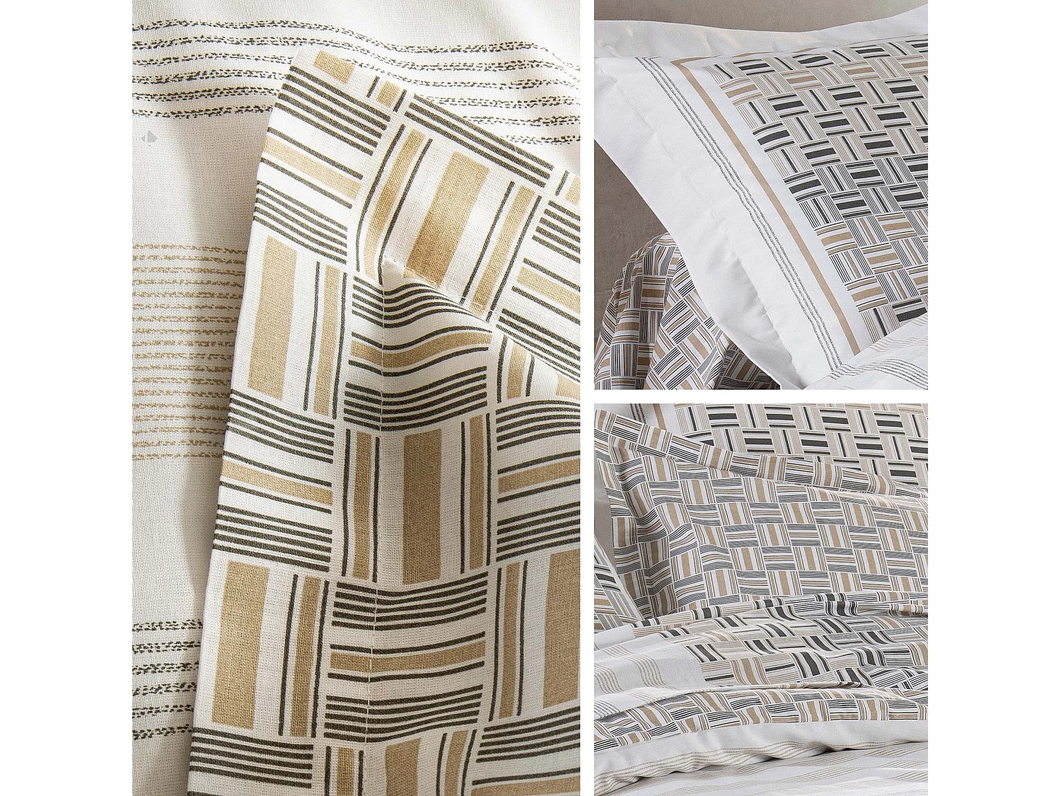 Drap housse imprimé 180x200 cm coton DIEGO Gris Bonnet 30 cm
