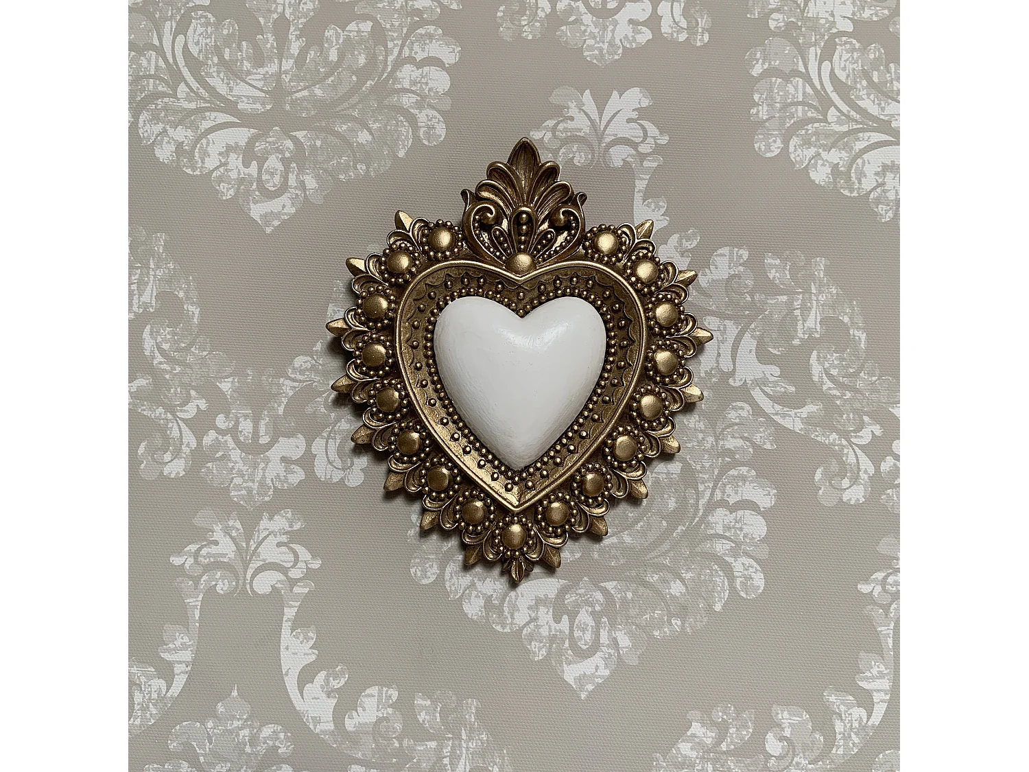 Déco murale ex-voto blanc 13x14,5cm