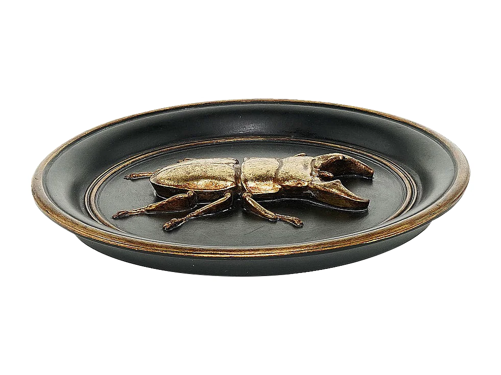 Déco murale ronde lucane noir et doré 20cm