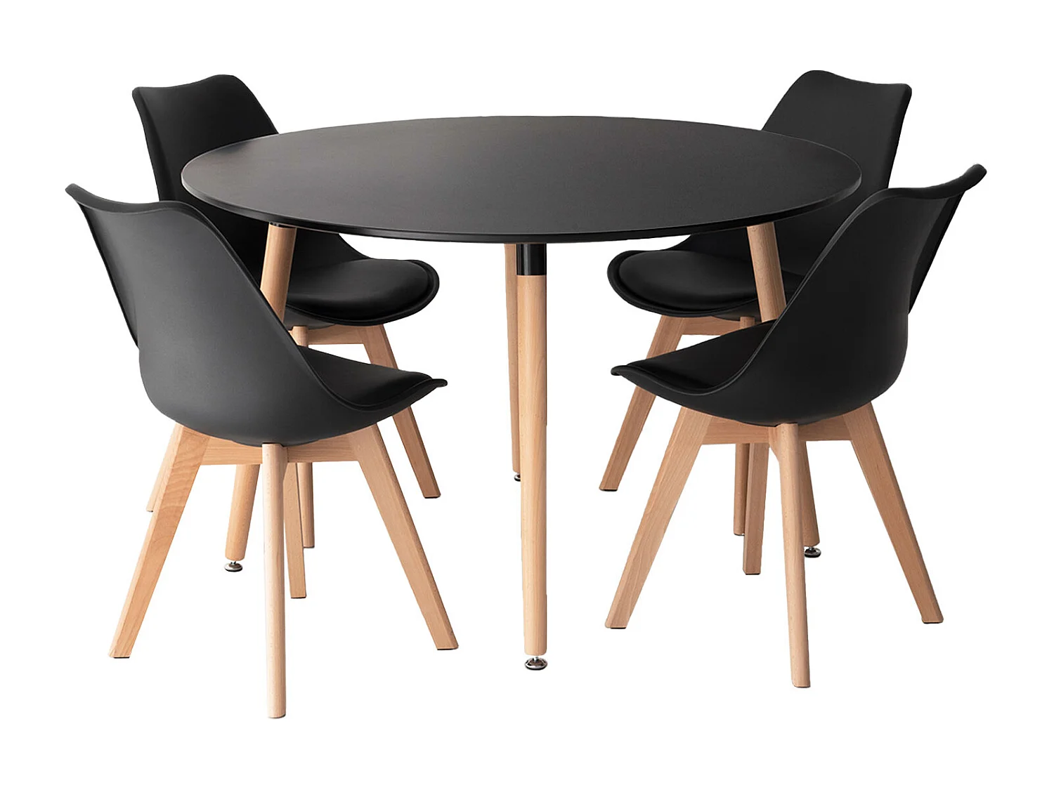 Ensemble table ronde 120cm MARTHA et 4 chaises NORA noir