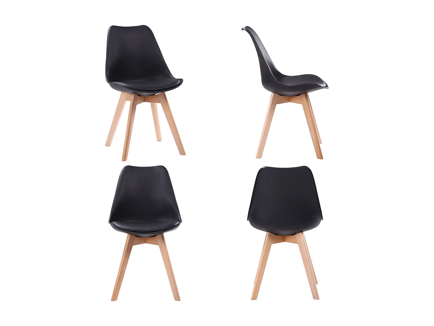 Ensemble table ronde 120cm MARTHA et 4 chaises NORA noir