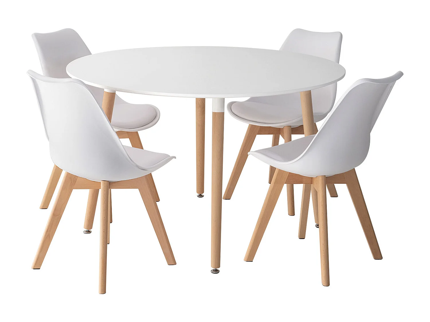 Ensemble table ronde 120cm MARTHA et 4 chaises NORA blanc