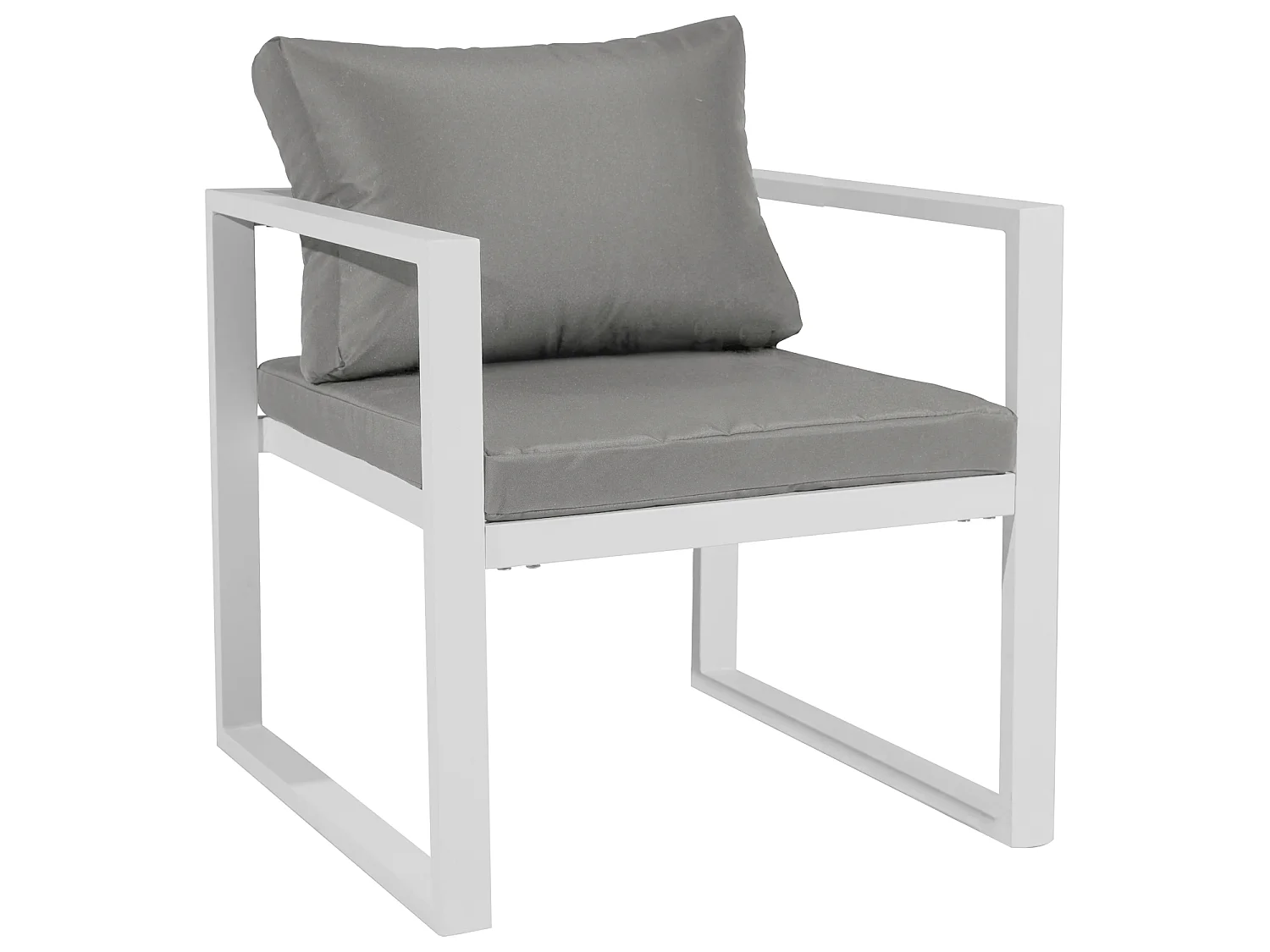 Salon de jardin IBIZA en tissu gris 4 places - aluminium blanc