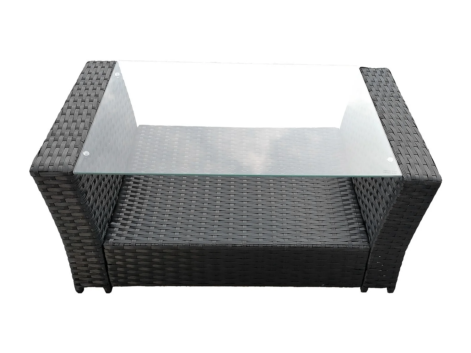 Set di mobili da giardino COMINO in resina intrecciata nera 4 posti - cuscini grigi - HAPPY GARDEN