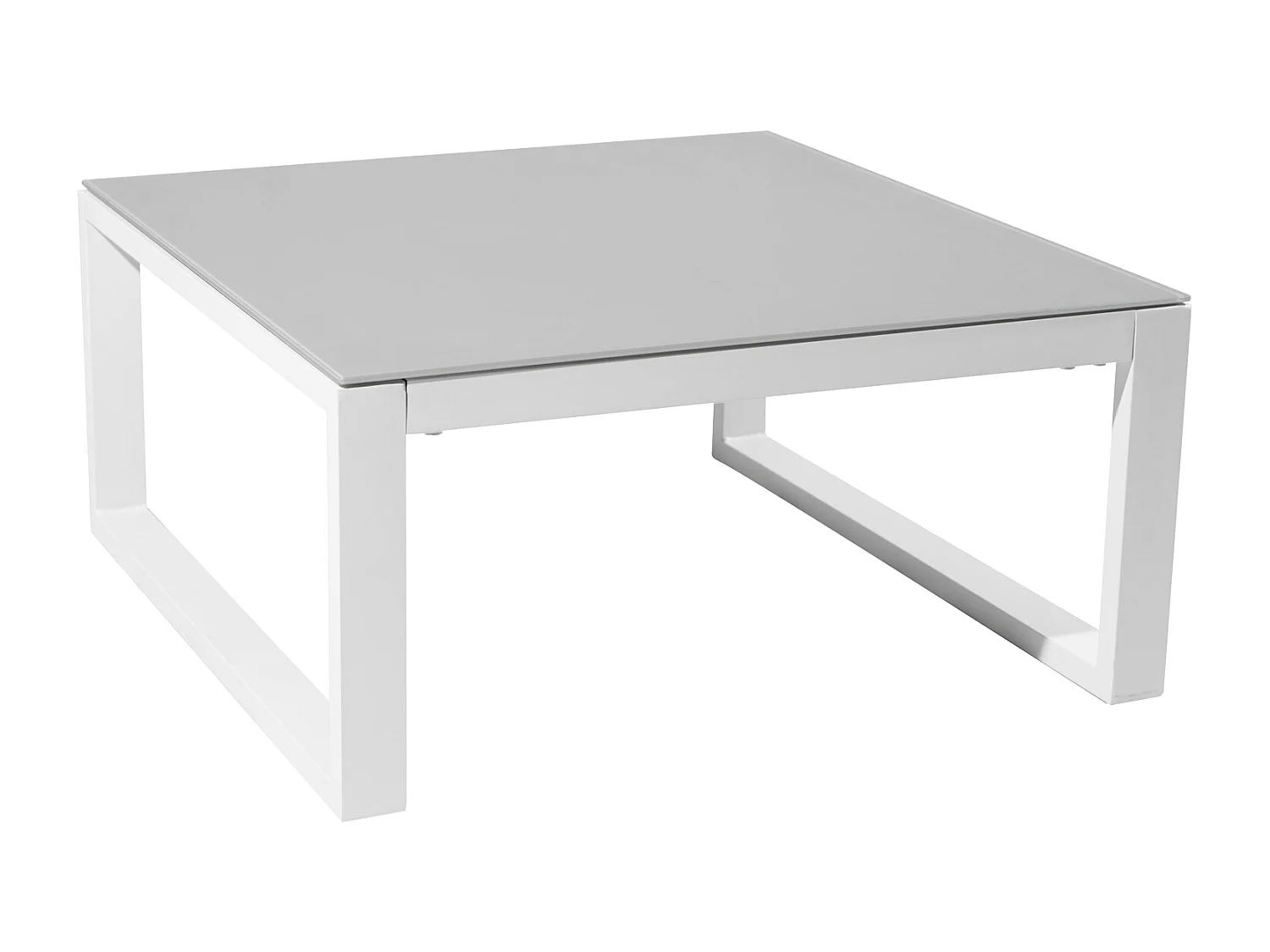 Salon de jardin modulable IBIZA en tissu bleu 4 places - aluminium blanc