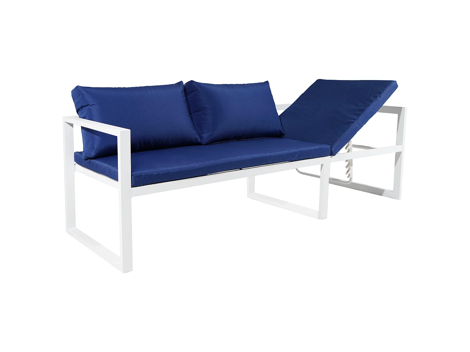 IBIZA modulaire tuinset in blauwe stof 4 zitplaatsen - wit aluminium