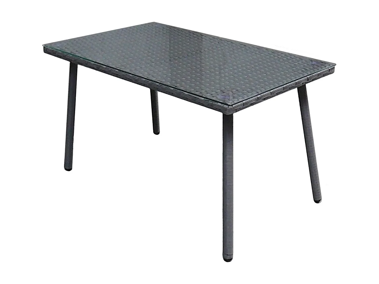 Salon de jardin LIPARI en résine tressée grise 4 places - coussins gris