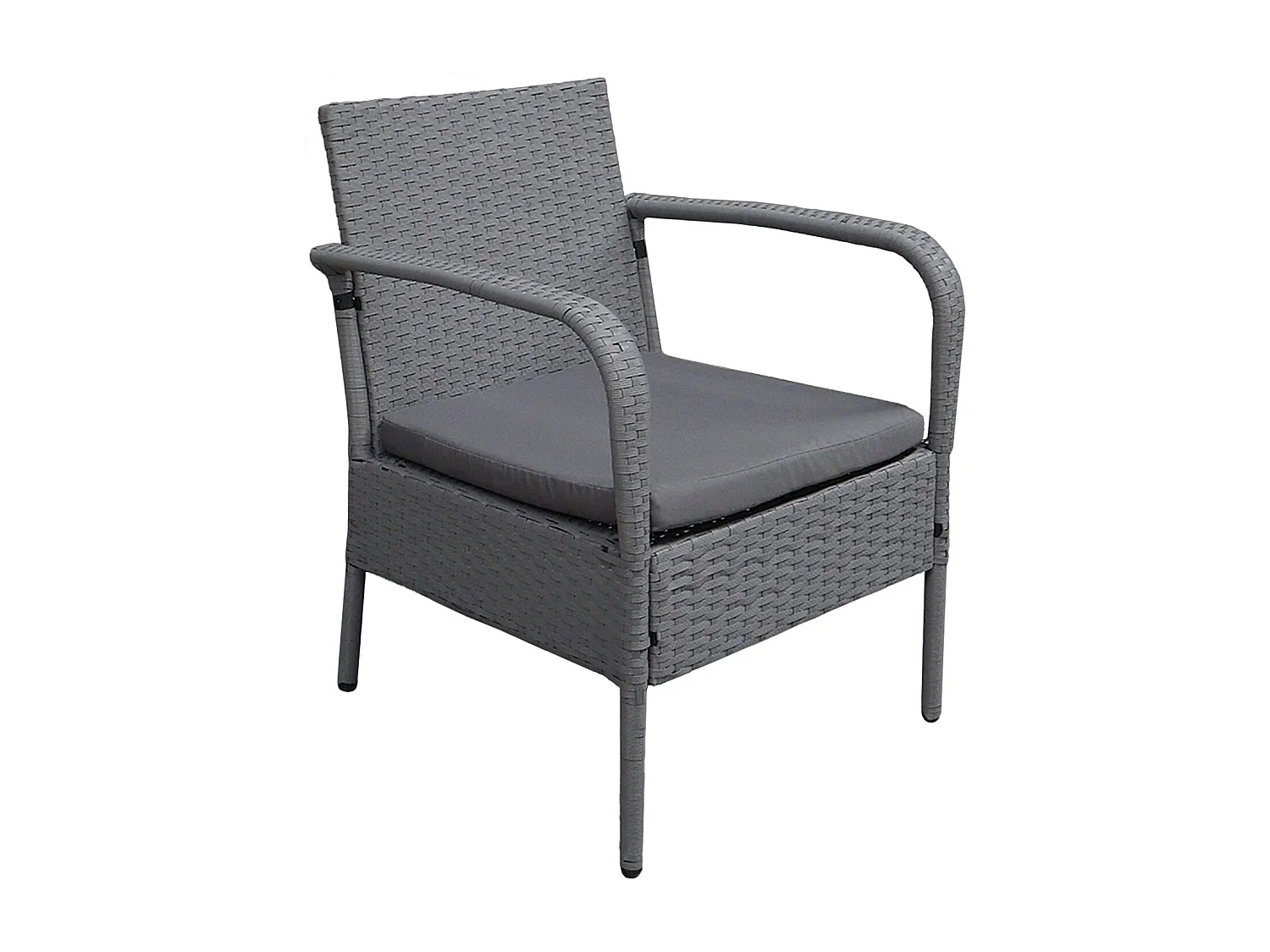 Salon de jardin LIPARI en résine tressée grise 4 places - coussins gris