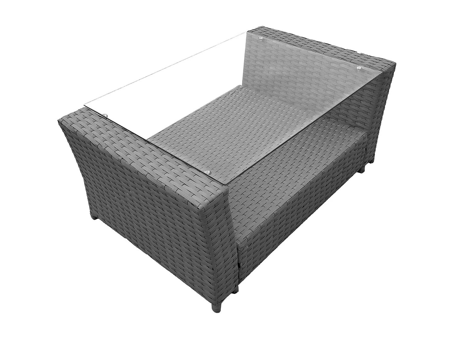 Set di mobili da giardino in resina intrecciata COMINO grigio 4 posti - cuscini grigi - HAPPY GARDEN