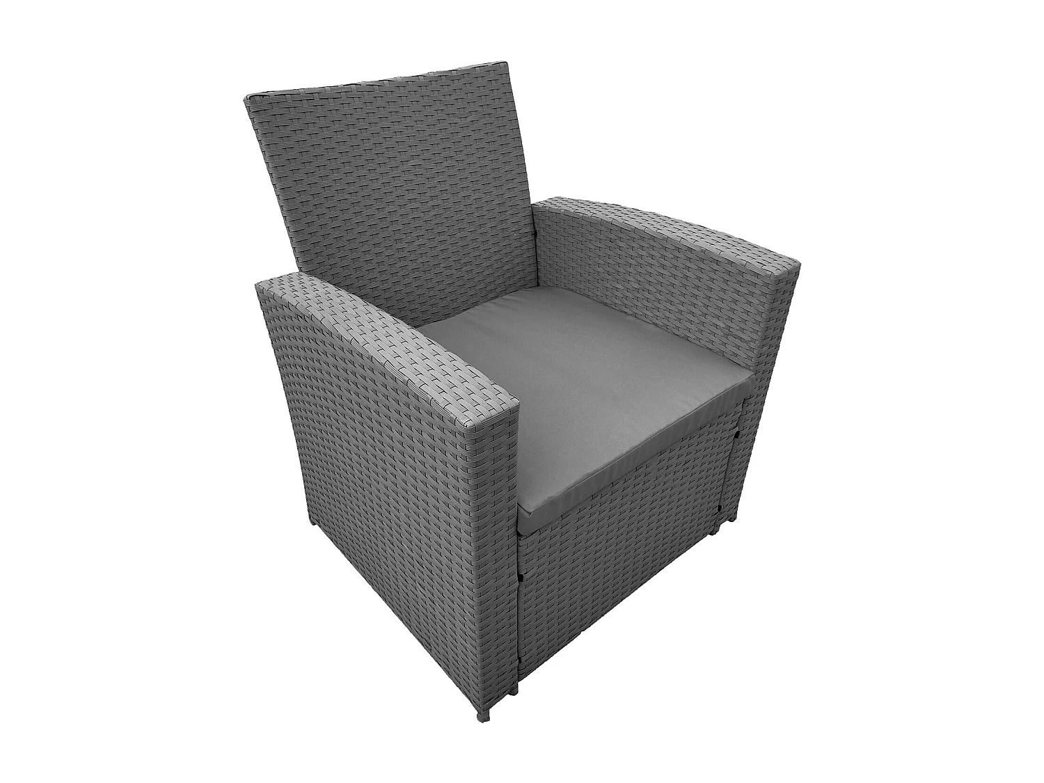 Salon de jardin COMINO en résine tressée grise 4 places - coussins gris