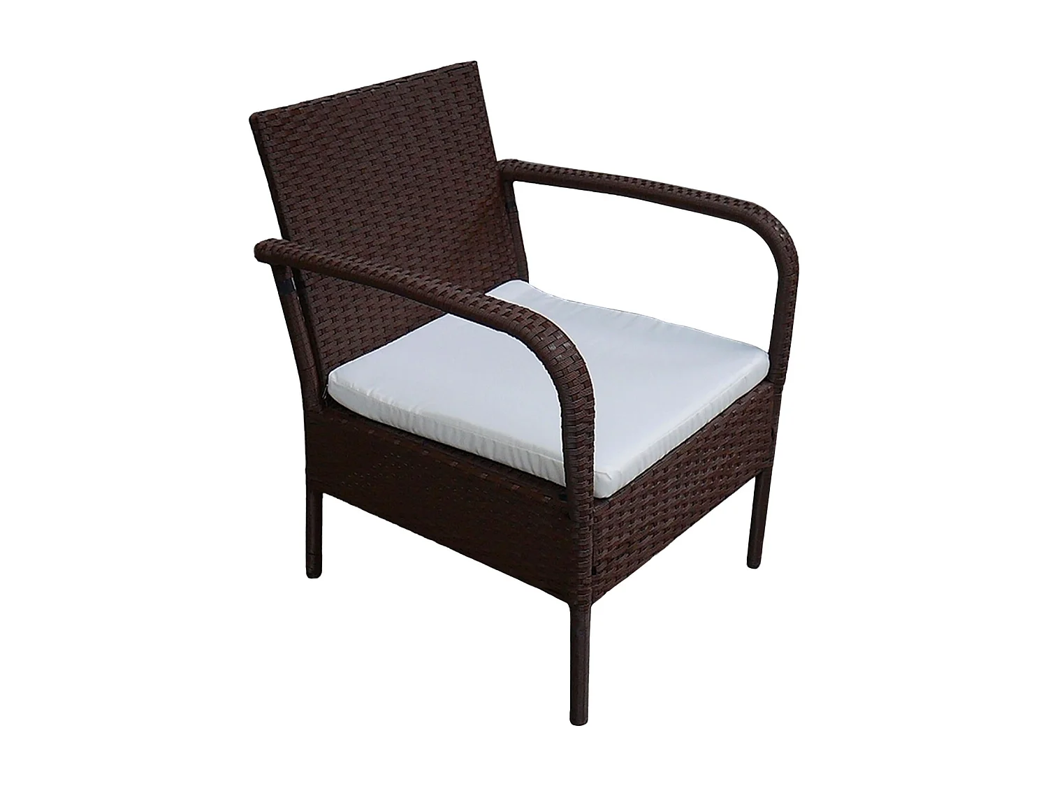 Salon de jardin LIPARI en résine tressée marron 4 places - coussins ivoire