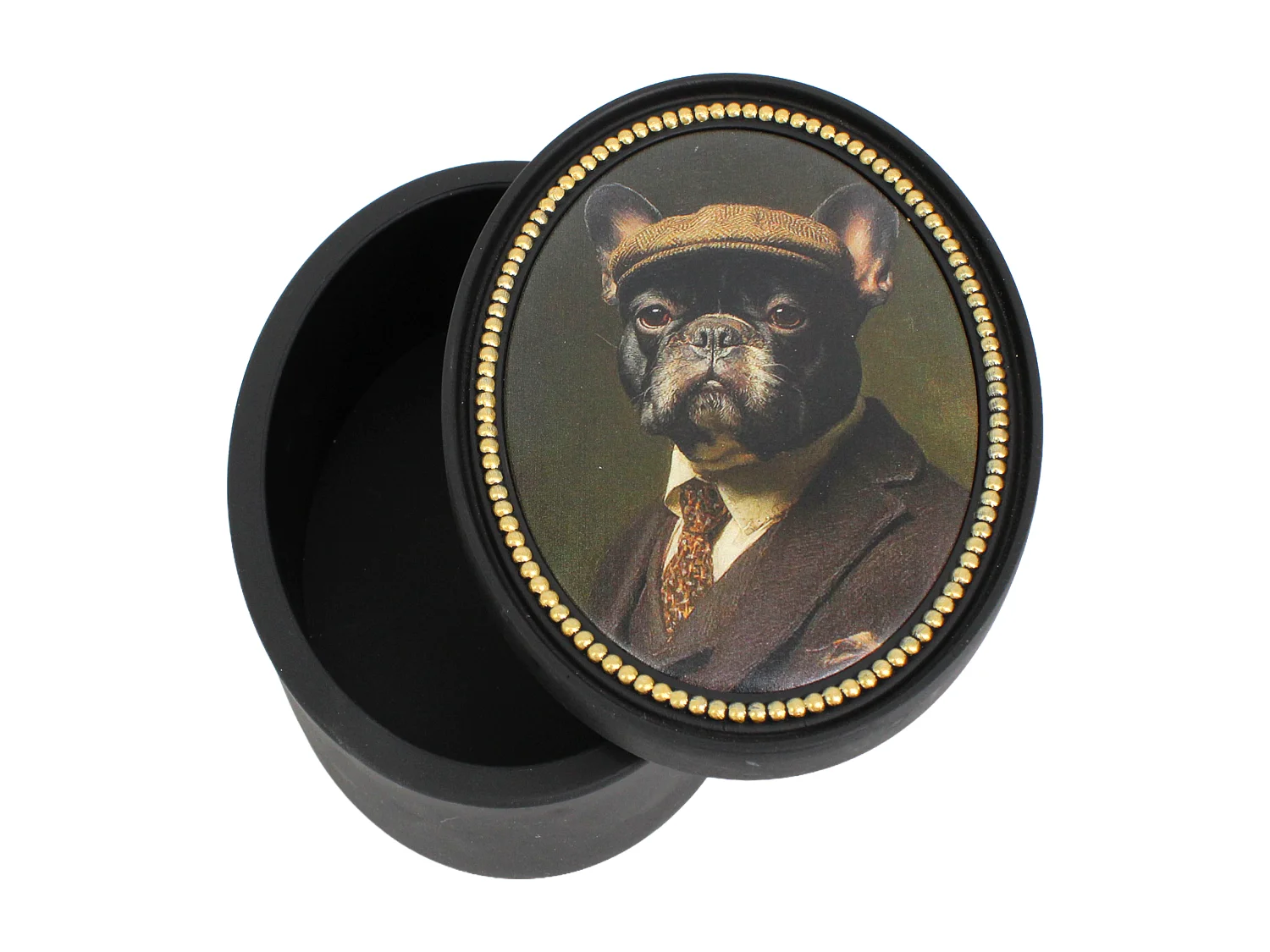 Boite noir et doré dandy bulldog 16x12x7cm