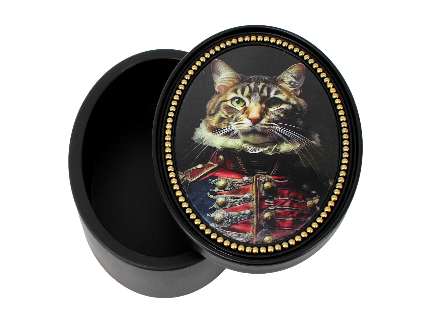 Boite noir et doré major chat 16x12x7cm
