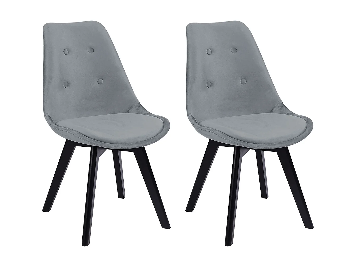 Lot de 2 chaises en velours NORA grises avec coussin