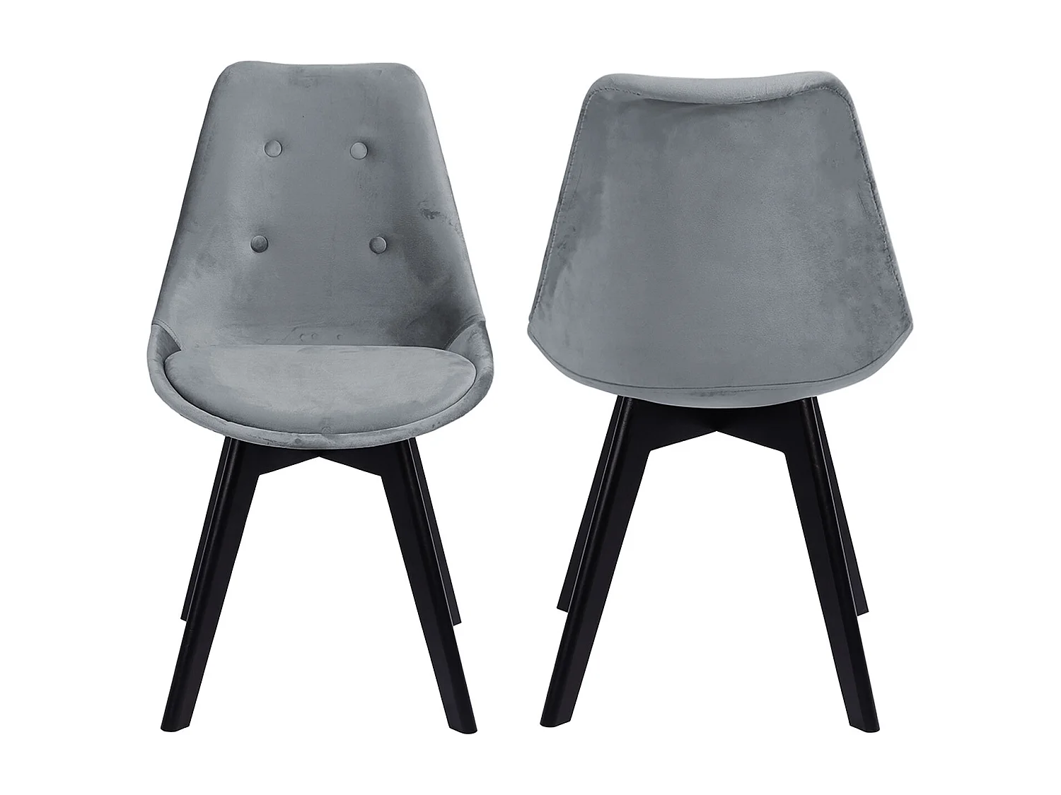 Lot de 2 chaises en velours NORA grises avec coussin