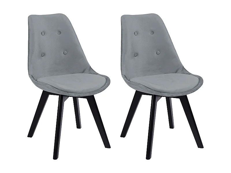 Set van 2 grijze NORA fluwelen stoelen met kussen
