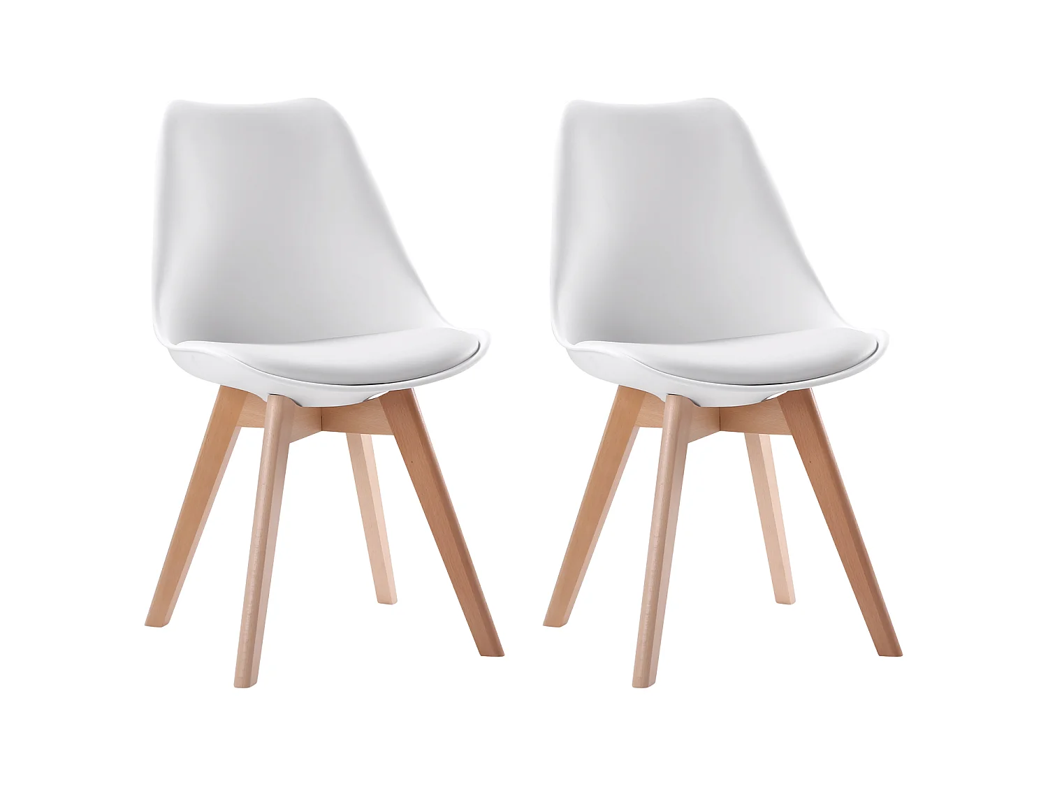 Set van 2 witte NORA Scandinavische stoelen met kussen