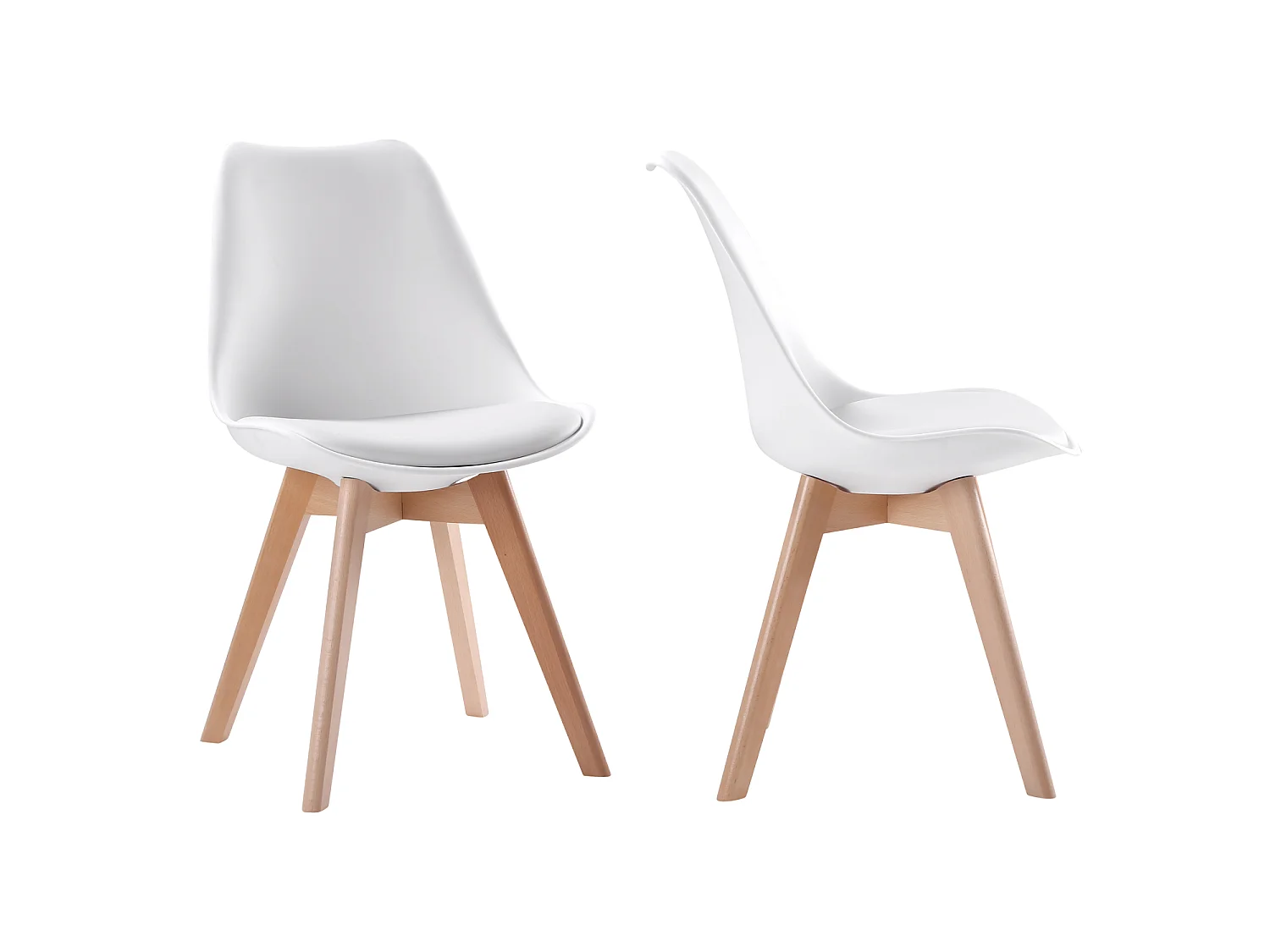 Set van 2 witte NORA Scandinavische stoelen met kussen