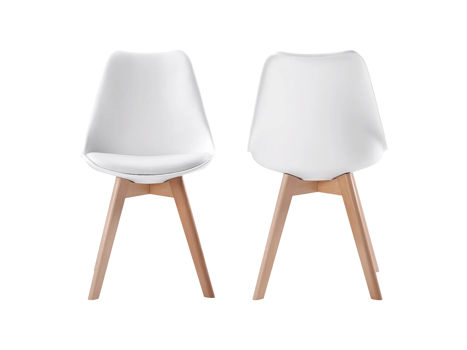 Set van 2 witte NORA Scandinavische stoelen met kussen