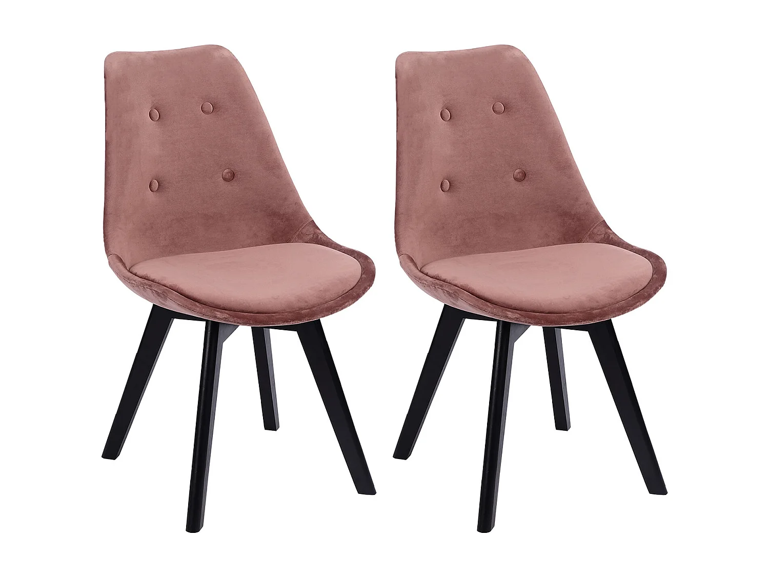 2er Set Samtstühle NORA rosa mit Kissen