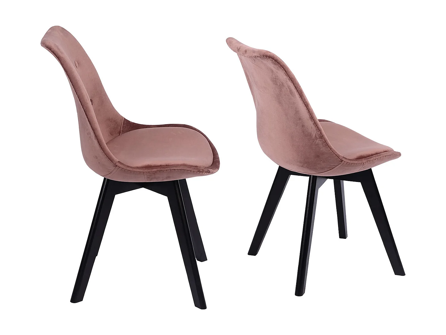 Lot de 2 chaises en velours NORA roses avec coussin