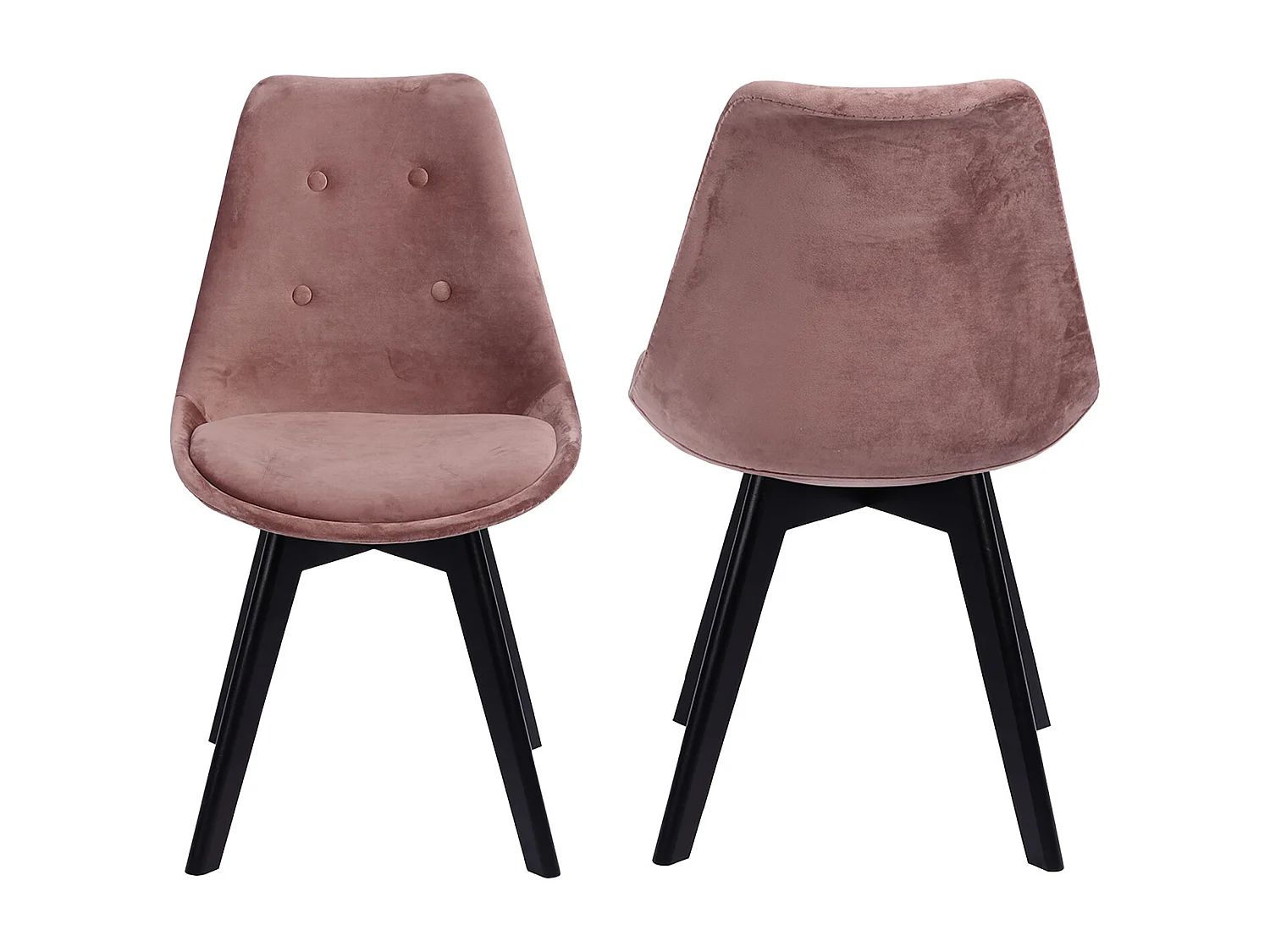 Lot de 2 chaises en velours NORA roses avec coussin