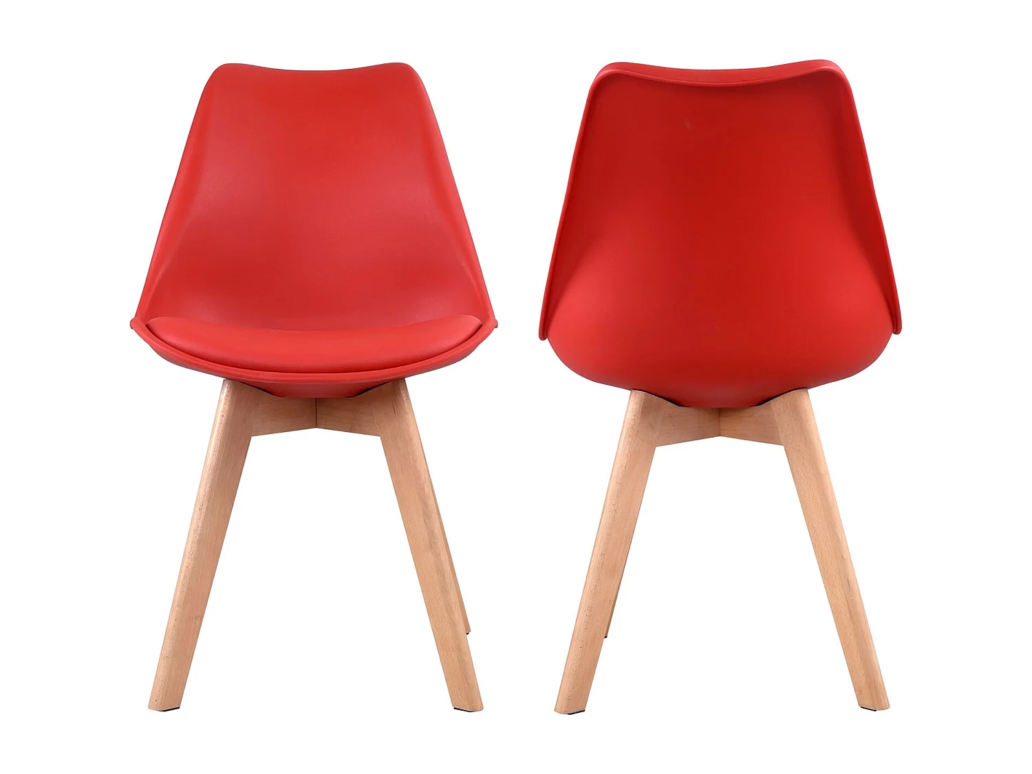 Set di 2 sedie scandinave NORA rosse con cuscino - HAPPY GARDEN