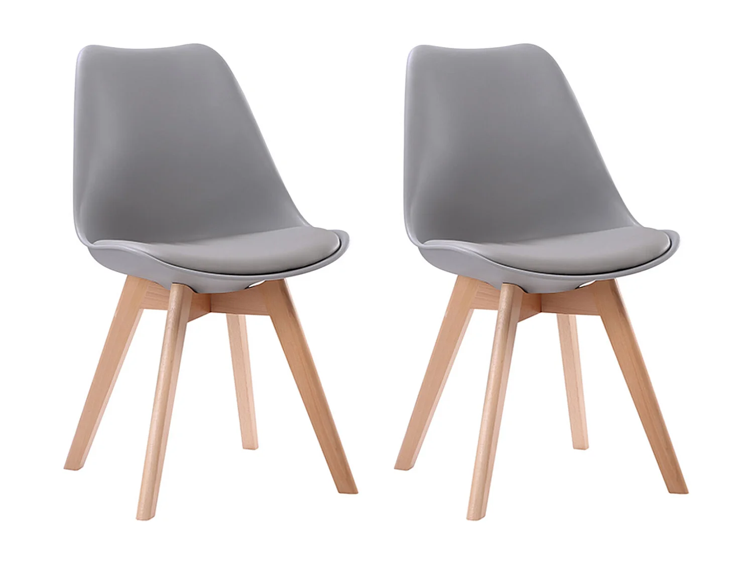 Set di 2 sedie scandinave grigie NORA con cuscino - HAPPY GARDEN